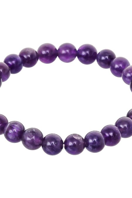 Amethyst Plain Bracelet for Women Men's Gifts - Protection Healing Crystal Bracelet - 8mm Gemstone Beaded Adjustable