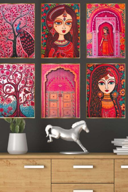 Set of Six Wall Paintings for Wall Dacoration Golden Framed Wall Paintings for Living Room & Bedroom Wall Art for Home Decoration & Office Wall Décor (17x13 inch CH-GD6-4)