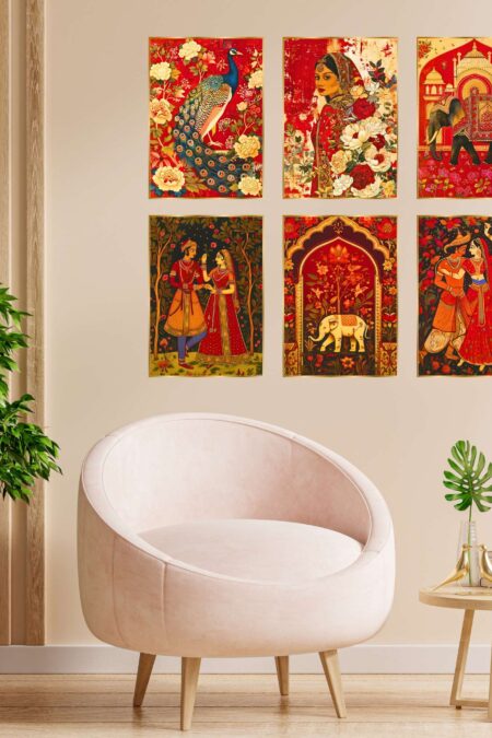 Set of Six Wall Paintings for Wall Dacoration Golden Framed Wall Paintings for Living Room & Bedroom Wall Art for Home Decoration & Office Wall Décor (13x10 inch CH-GD6-11)